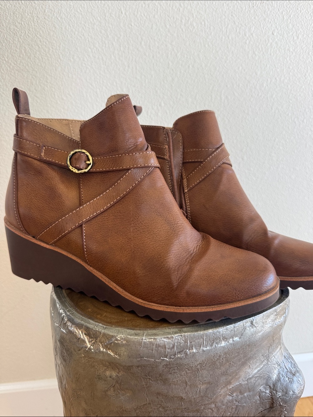 Women’s Brown Wedge Boots - Picture 3 of 5